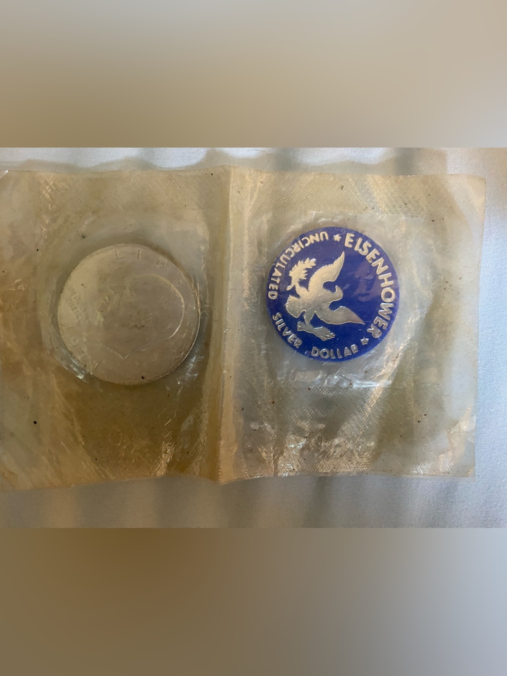 Uncirculated Eisenhower Silver Dollar & Blue Chip- 40% Silver